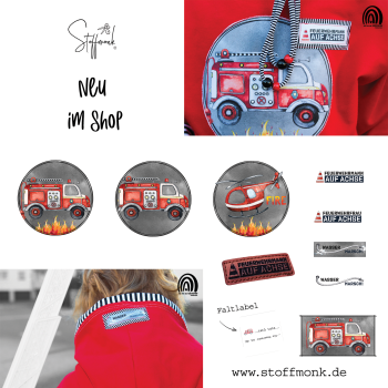 Patch / Aufnäher  - "Feuerwehrauto" Eckig